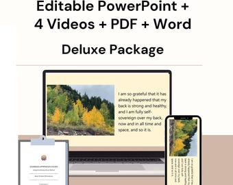 Back Pain Relief System: Editable Affirmation Slideshow, Videos, PDF (Deluxe Package)