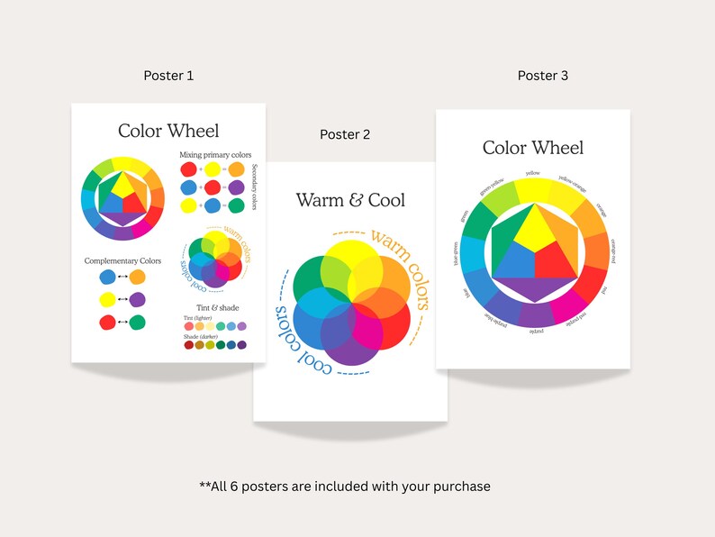 Color Theory Posters Bundle – 6 Educational Prints for Kids, Montessori ...