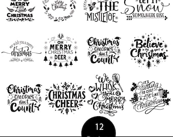 Christmas Quote SVG Bundle | 12 Festive Holiday Sayings | Christmas Cutting Files for Cricut & Silhouette