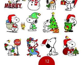 Snoopy Christmas Bundle | Holiday Cartoon Clipart |  Xmas Dog  Set | Festive Winter Cartoon Designs