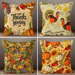 Thanksgiving Pillow Cover, Fall Trend Cushion Case, Plaid Gather Throw Pillow, Happy Thanksgiving Cushion, Halloween Decor, Leaves Pillow