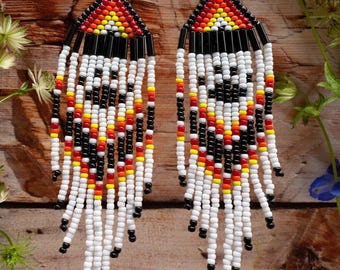 Bear  Tribal  Beaded Dangle Earrings