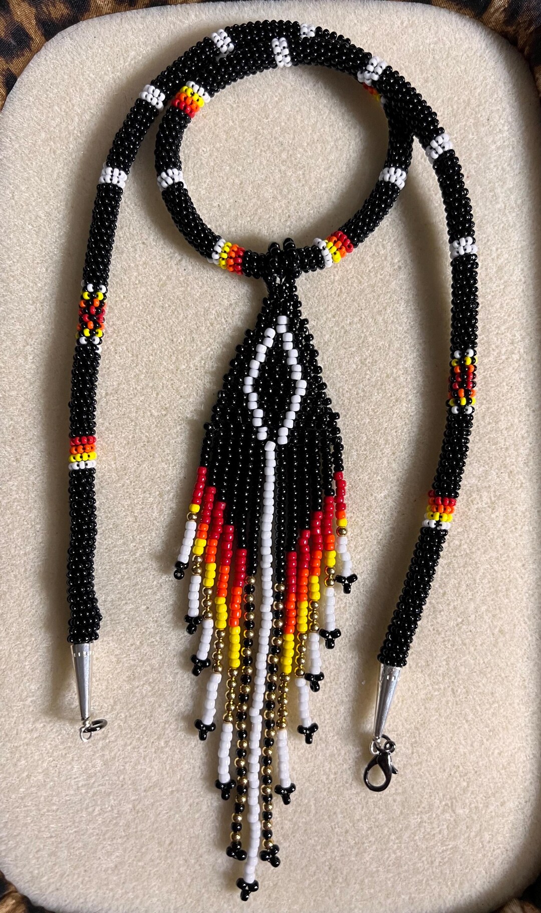 Dangling Red Rope Triangle Fire Colors Beaded Rope and Dangle Necklace - Etsy