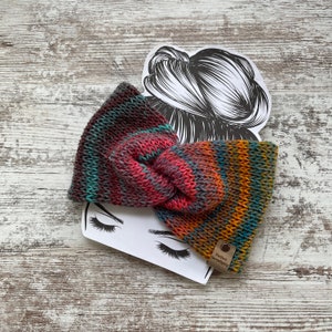 Multi-Colored Knit Ear Warmer: Twisted Ponytail Headband