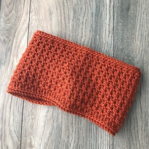 Orange handmade crochet ear warmer, Pumpkin spice fall headband, Harvest orange twisted head wrap, Fall Messy Bun Hat, birthday present image 3