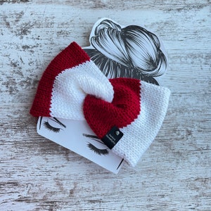Candy cane stripe Knit twist headband, winter headband, womens earwarmer