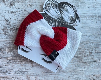 Candy cane stripe Knit twist headband, winter headband, womens earwarmer