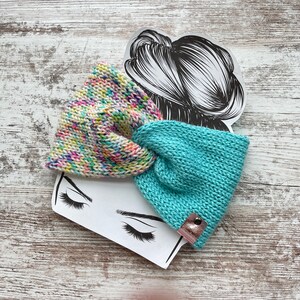 Pastel and aqua Knit twist headband, winter headband, womens earwarmer