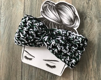 New York football headband ear warmer,  black white green, Baylor