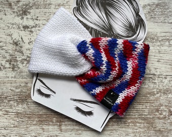Red, white and blue Americana Knit twist winter headband, womens earwarmer, cold weather gear, Gift for best friend, patriotic present