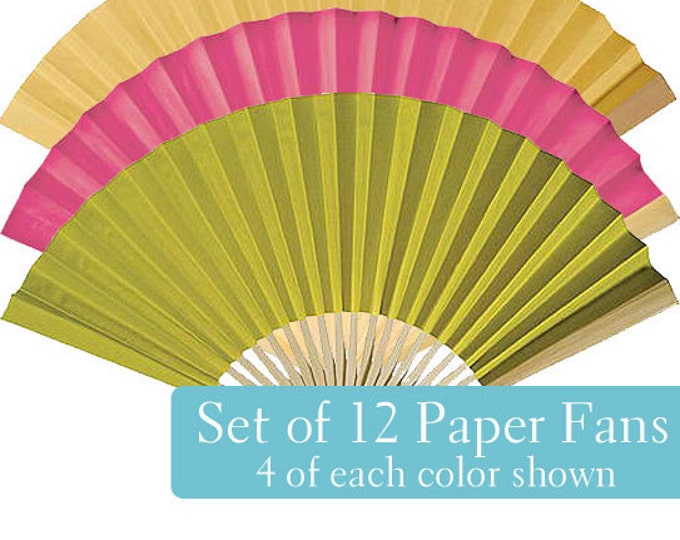 Rice Paper Folding Hand Fans Color Coordinated Party Set of Etsy