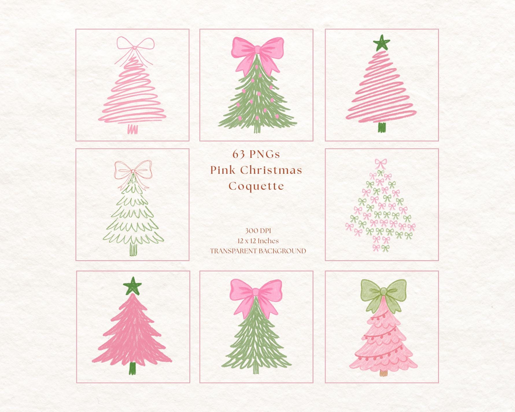 Pink Christmas Coquette Clipart Bundle Holiday Party Clipart Whimsical ...