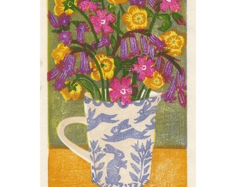 Flowers in a bell pottery jug by Matt Underwood