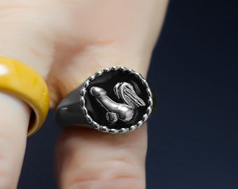 DIVINUS- Anillo de plata 925 y esmalte negro