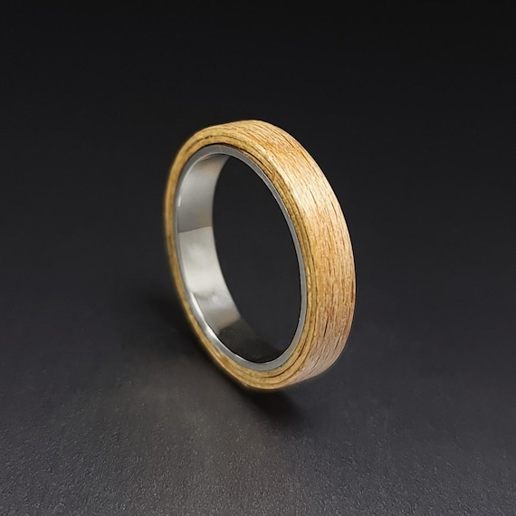AUREA - ホワイトシダーベニヤ張りのシルバー製結婚指輪。 - Etsy 日本
