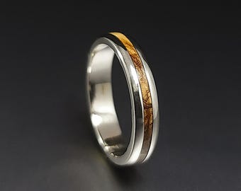 SEREN- Alianza de plata 925 con incrustación de olivo