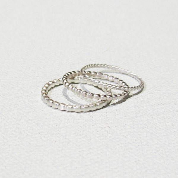 Stacking Sterling Silver flattened Bubbles, Balls & Circles Rings