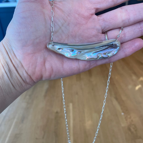Abalone Shell - Sea Collection with Sterling Silver Paper Clip Chain