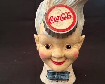 Cast Iron Sprite Boy Head COCA COLA Coin/piggy Bank Coke