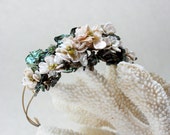 Pink Begonias Brass and Pearl Floral Crown