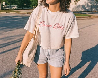 Connie Baby Crop Top | TSITP Inspired Shirt, Aesthetic Script Font Tee, Summer I Turned Pretty Merch for Girlies