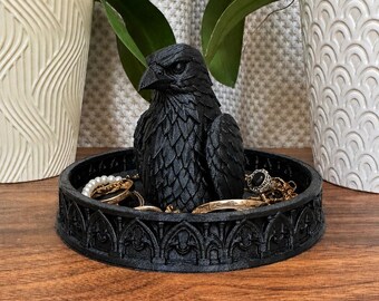 Raven Trinket Dish | Gothic Catchall Tray | Crow Jewelry Bowl | Dark Decor Gift