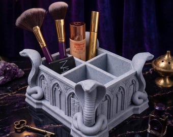 Organizzatore per trucchi a forma di serpente gotico / Porta trucchi a forma di cobra / Decorazione da scrivania in stile stregonesco