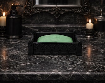 Gothic Graveyard Bar Soap Dish | Dark Skull Bathroom Decor | Medieval Goth Gift