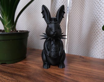 Gothic Bunny Figurine Goth Home Decor Dark Easter Rabbit Statue