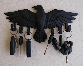 Raven Key Rack | Gothic Entryway Hanger | Crow Wall Art | Dark Home Decor