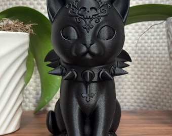 Gothic Cat Statue | Bat Wing Kitten Figurine | Witchy Shelf Decor