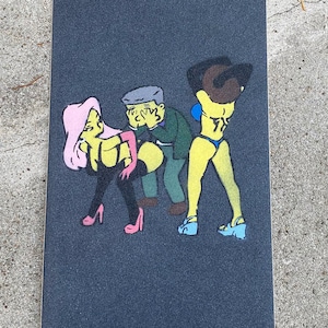 Mr. Smithers frightened by strippers griptape.