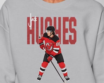 Jack Hughes New Jersey Devils Unisex Ice Hockey Fan T-Shirt and Sweatshirt for Kids and Adults