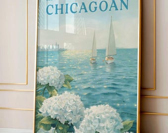 Vintage NYC New York Magazine Cover Print, Sailing Wall Art, Coastal NYC City Poster, Aesthetic Nautical Home Decor, Chicago Luxury Wall Art