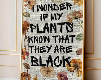 Black Woman Yoga Plant Print Wall Art, Newspaper Black Art Print, Feminist Inspirational Quote, Pride Art, Modern Home Decor Gift Printable