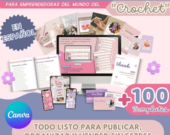 Crochet Marketing Plan | Social Media Pack | Content Calendar | Editable Canva Templates (Spanish)
