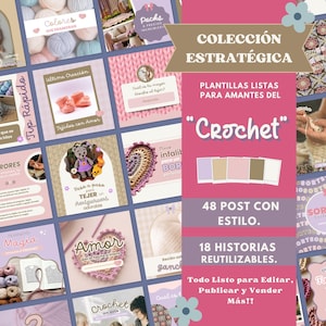 Canva-sjablonen voor haken en breien | 66 Instagram-berichten en -verhalen | Publiceer en verkoop meer!