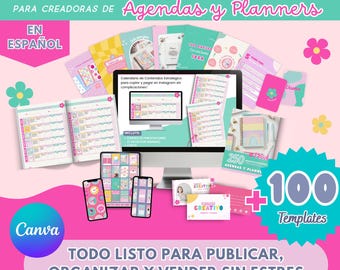 Marketing Planner Agendas | Social Media Pack | Content Calendar | Editable Canva Templates (Spanish)