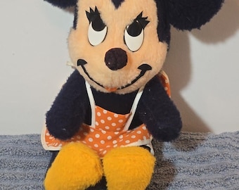 Vintage Walt Disney Plush Minnie Mouse California Stuffed Toys Orange Dress