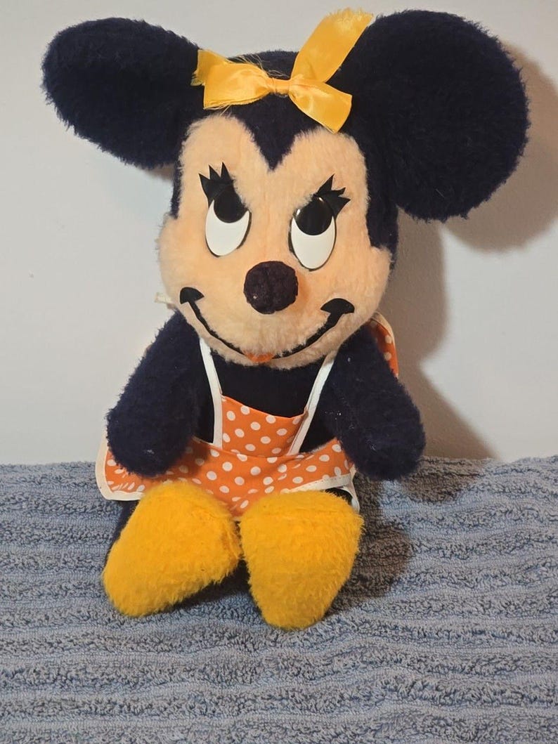 Vintage Walt Disney Plush Minnie Mouse California Stuffed Toys Orange Dress image 1