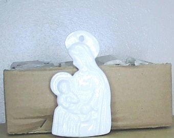 Porcelain Mary and Baby Jesus Ornaments 4.25" tall, 12 pack