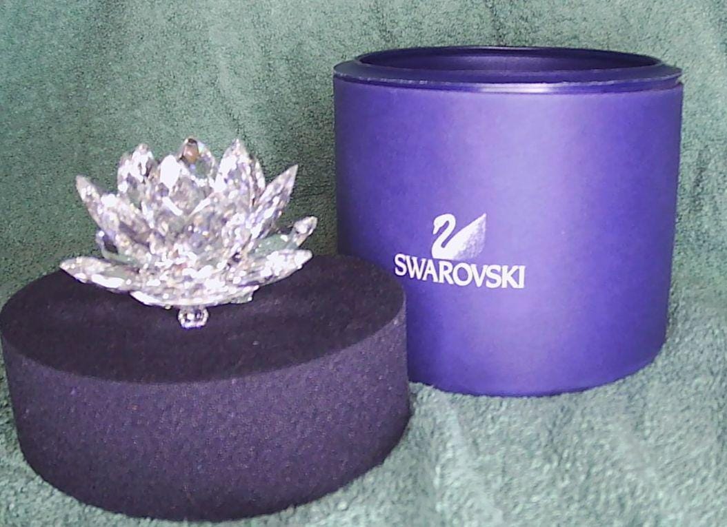 2003 SWAROVSKI Silver Crystal Water Lily Candleholder W/ Box  display picture 1