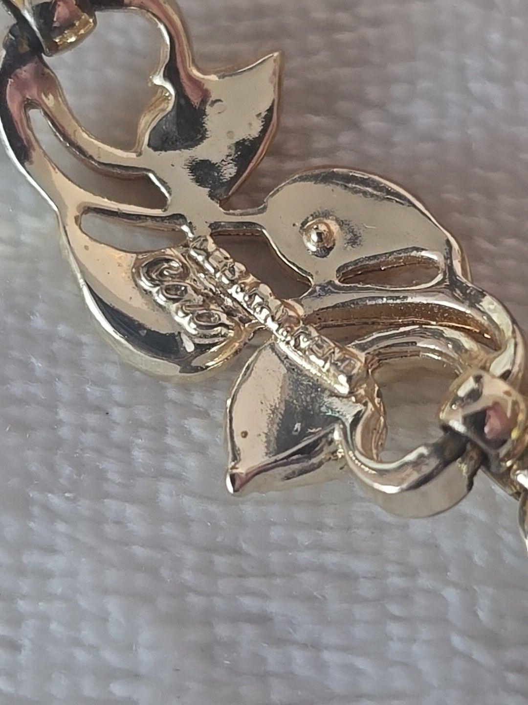 Vintage Coro Pegasus Leaf Choker Necklace Silver Tone 1950s CORO Pegasus DES PAT PEND Silver Tone Heart Shaped Link Leaf  main image 3