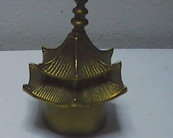 Vtg Brass Japanese Pagoda Style Bell 3.5"