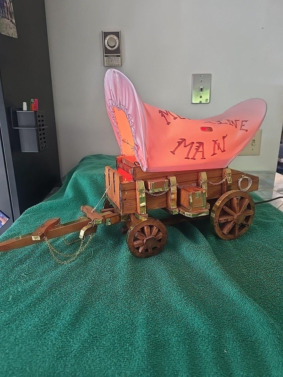 Vintage Wooden Western Covered Wagon Lamp Nightlight - Etsy