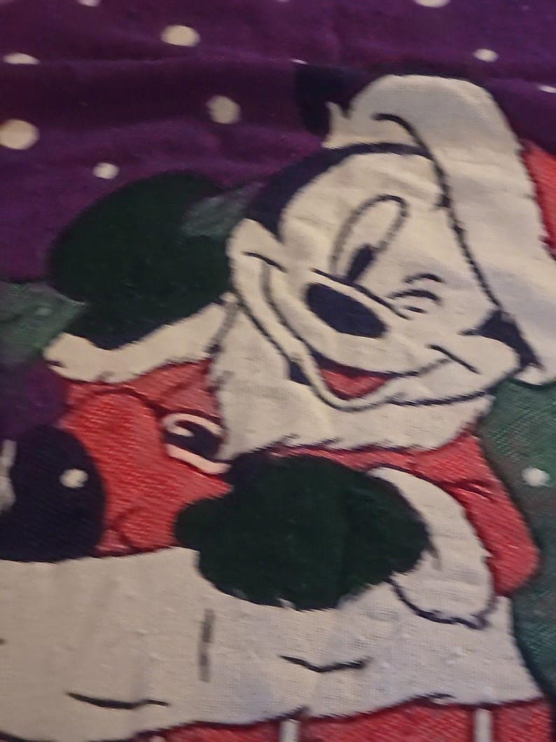 Disney Mickey Mouse Santa Cotton Blanket / Wall Hanging 60 X 50 Happy Holidays! image 4