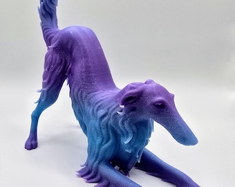 3D Printed Borzoi Statue, Playful Sighthound Sculpture, Borzoi Decor Gift
