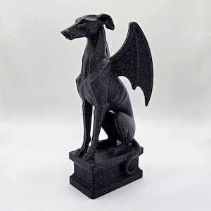 Estatua de gárgola de galgo impresa en 3D, gárgola gótica de perro, decoración de galgo whippet