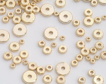 100 Stück Gold Flache Spacer Bead, 14K Gold Filled Disc Bead, Gold Runde Bead für DIY Schmuckherstellung Versorgung