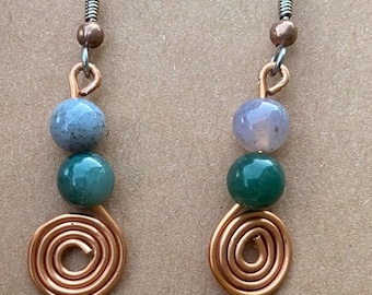 Indian Agate Drop Earrings | Copper, Nickel Free